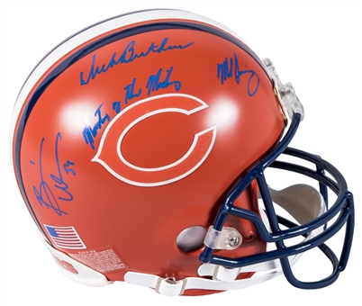 Dick Butkus, Mike Singletary & Brian Urlacher Multi Signed Chicago Bears Full Size Helmet With "Monsters of the Midway" Inscription (Schwartz)